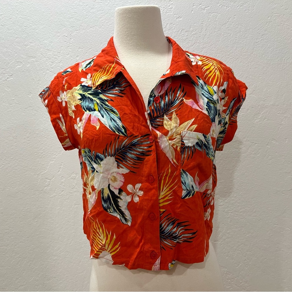 Billabong Women's Cropped Hawaiian Shirt Tropical S